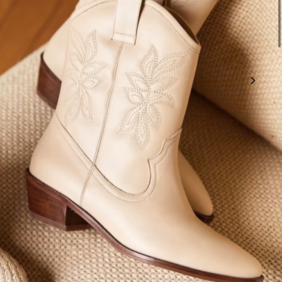 Sezane Shoes - Sezane Penelope Western Leather Boot in Ecru